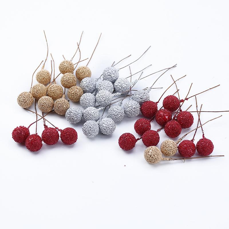 100/200pcs Artificial PE Cherry Fruits Wedding Decoration Flowers Wreath Christmas Home Room Yard Diy Gifts Box prop Accessories