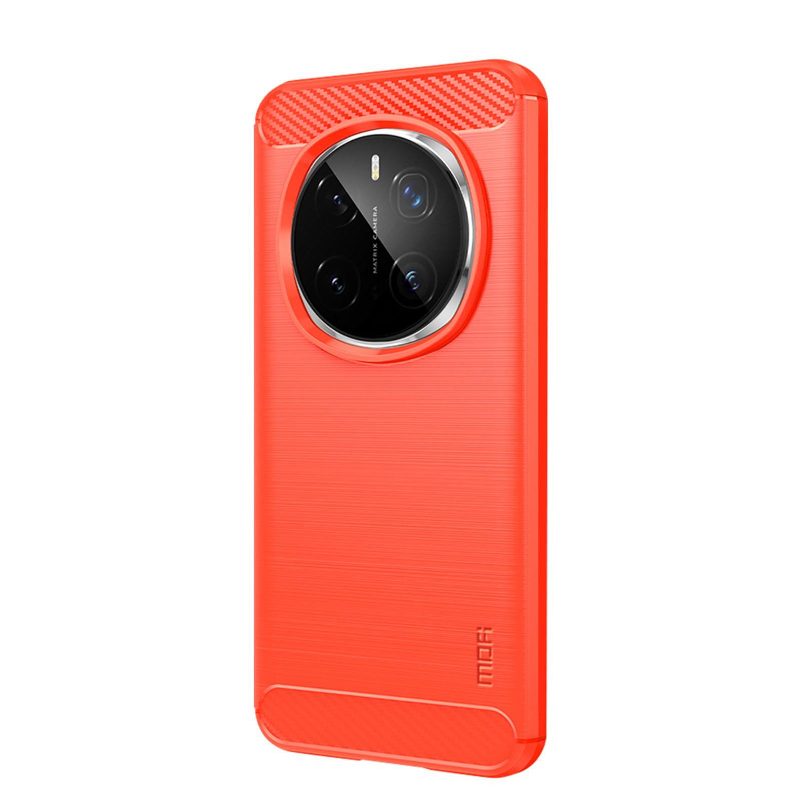 

For Honor Magic7 Pro 5G Back Cover MOFI Brushed Carbon Fiber Texture Soft TPU Case Red