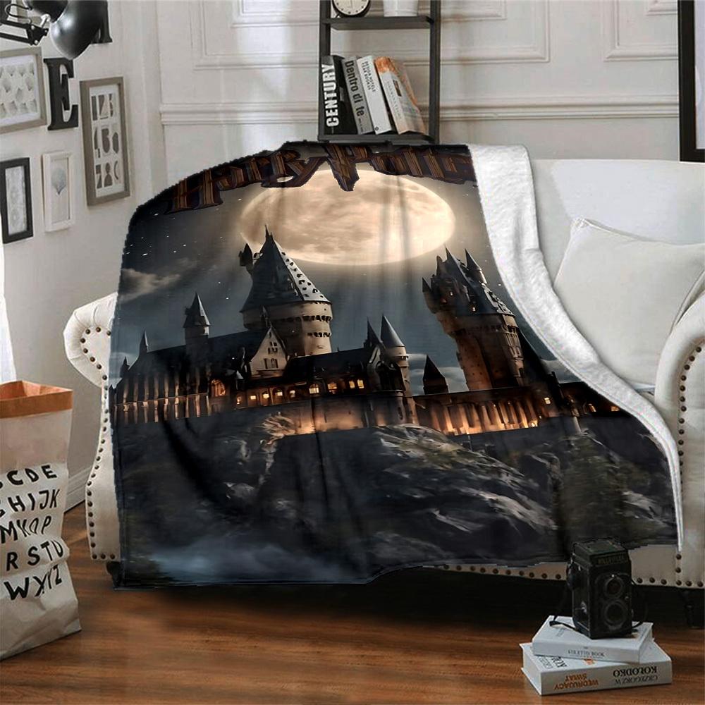 1pc Hogwarts Moonlight Flannel Blanket Soft Warm Throw for Home, Office, Travel, All-Season Cozy Bedding Gift L1474