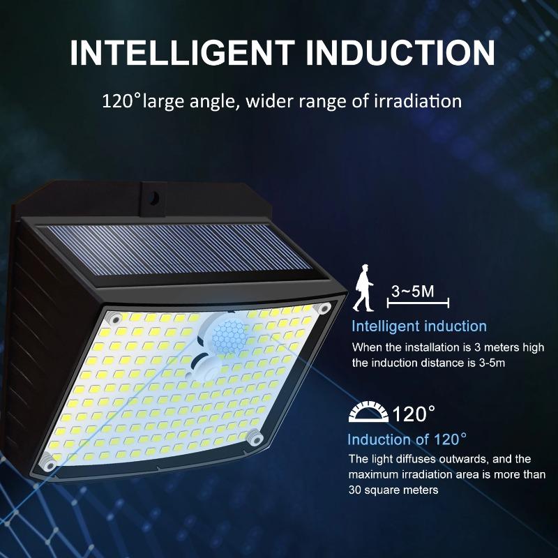 158 LED Solar Wall Lights Outdoor Ecurity Light Motion Sensor Waterproof 3 Modes Courtyard Wall Lamp Garden Decor Garage Lamp