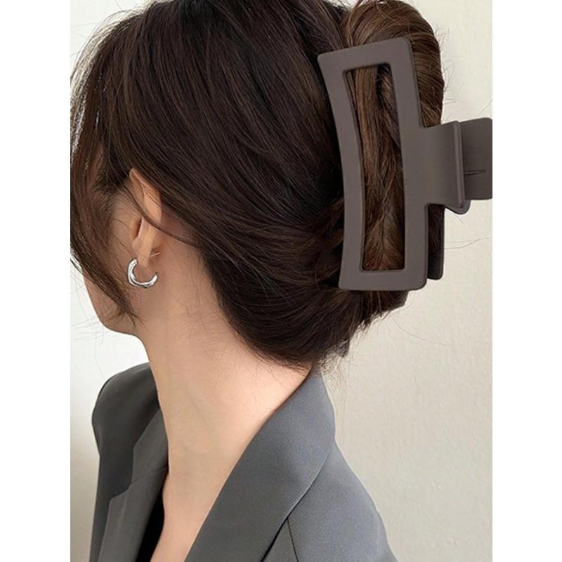 1 Stück Damen Schwarz, Weiß, Khaki, Braun Große Größe Leichte Kunststoff Haarspangen, Modisch, Elegant, Einfarbig Einfache Haarklammern Geeignet