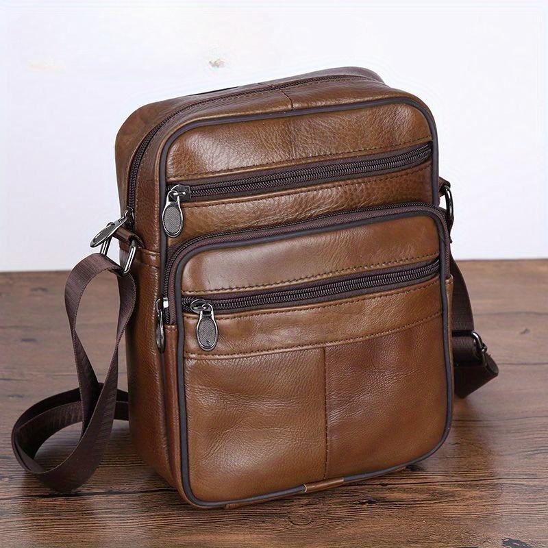 Borsa a Spalla in Pelle Unisex Borsa da Uomo Originale Fashi Versatile Business Commuter Borse a Tracolla con Comoda Tracolla Regolabile