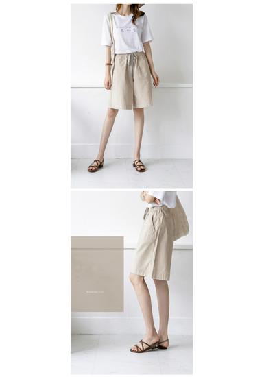 Dames Casual Shorts met Hoge Taille van Katoenen Twill - Los, Kreukvrij, Wijde Pijpen, Grote Maten, Zomerstijl