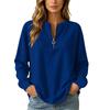 Women's Casual Loose Fit V-Neck Zip Up Long Sleeve Sweatshirt