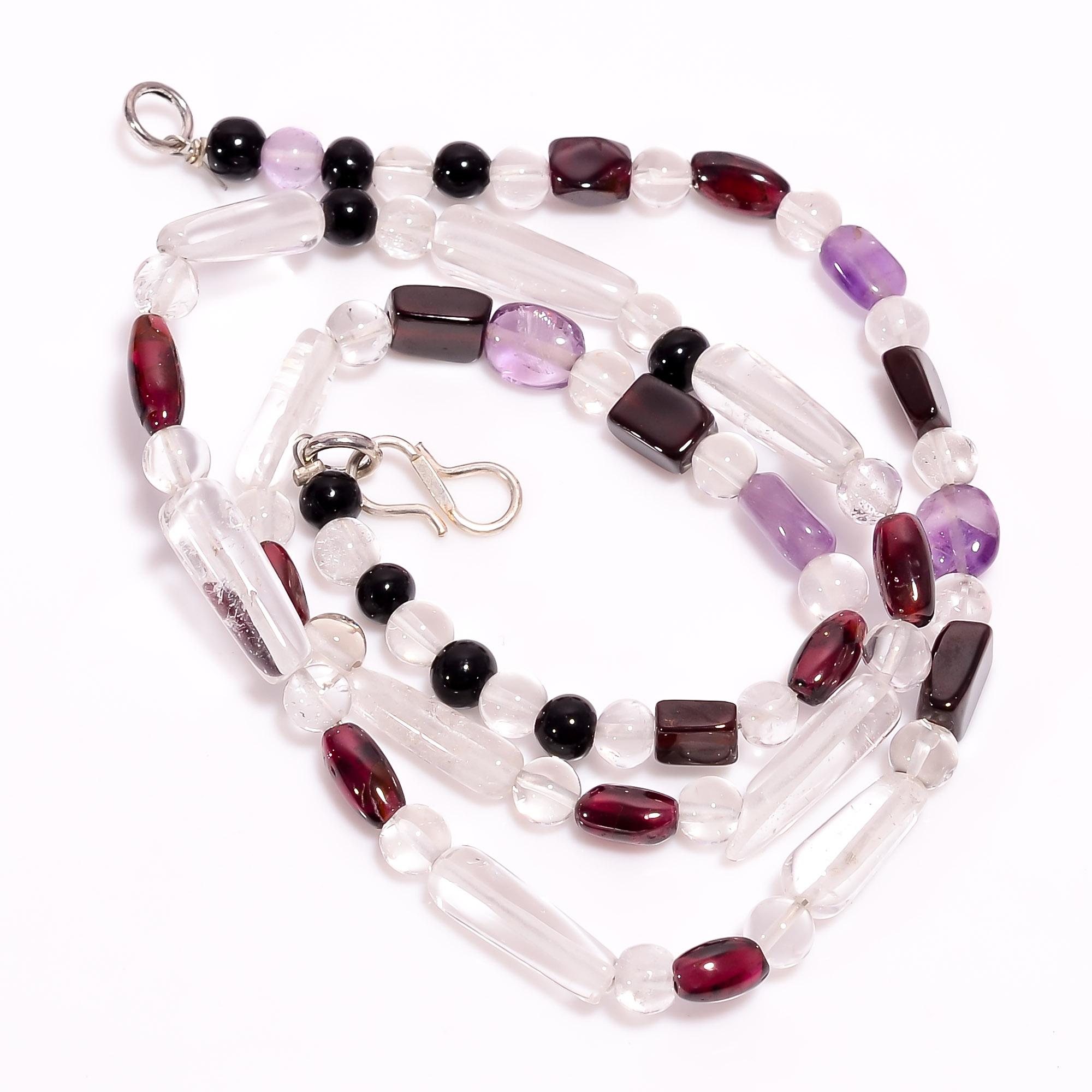 

AAA+ Натуральный Кристалл Аметист Гранат Смешанная Форма Гладкие Бусины Ожерелье 5-18 мм 18 UB-8524