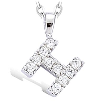 [J5291] - Gold Plated Pendant 'Letter H' Silver White - 9x9 Mm