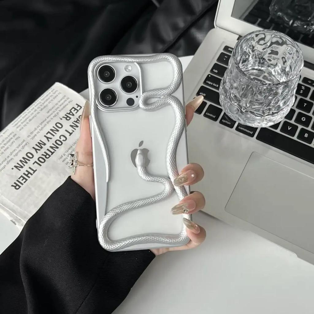Unique 3D Snake Hollowed Phone Case For iPhone 18 17 16 15 14 13 12 Pro Max Luxury Matte Heat Dissipating Shockproof Soft Cover