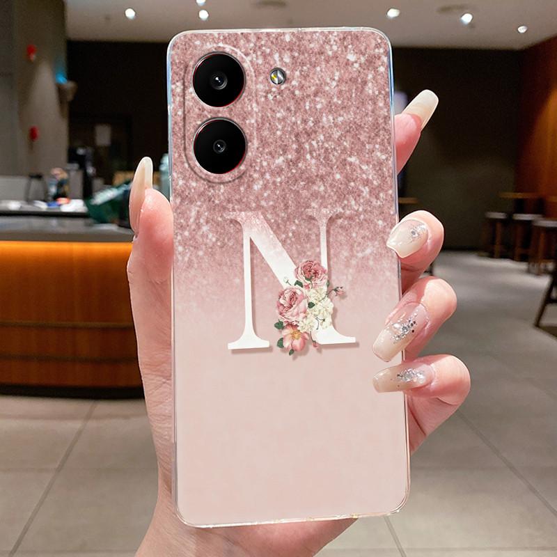 Couple Phone Case For Xiaomi Redmi Turbo 5 /Xiaomi Poco X8 Pro 5G Lucky Letter Flower Pattern Clear TPU Anti-scratch Soft Casing