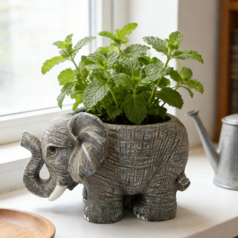 Resin cute elephant flower pot creative succulents potted outdoor garden gardening decorations