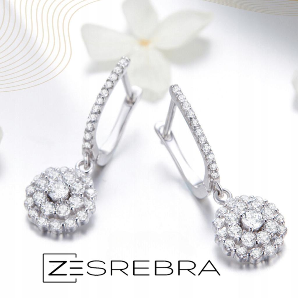 Elegant S925 Earrings With Large English Zircon, Long Hanging