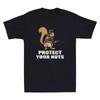 Protect Your Nuts Funny Squirrel Holding The Gun Meme Novelty Men's T-Shirt Tee