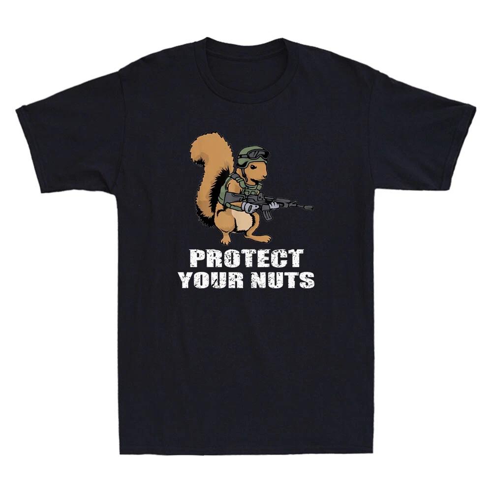 Protect Your Nuts Funny Squirrel Holding The Gun Meme Novelty Men s T-Shirt Tee XXXXL