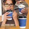 Disposable Paper Cups With Lids 12 Oz, Insulated Takeaway Cups, Corrugated Double Wall, Blue 50 Count