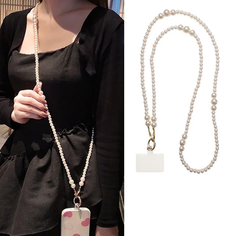 Universal Phone Anti-lost Lanyard Crossbody Necklace Phone Chain Long Beaded Straps For IPhone Xiaomi Samsung Huawei Pendants