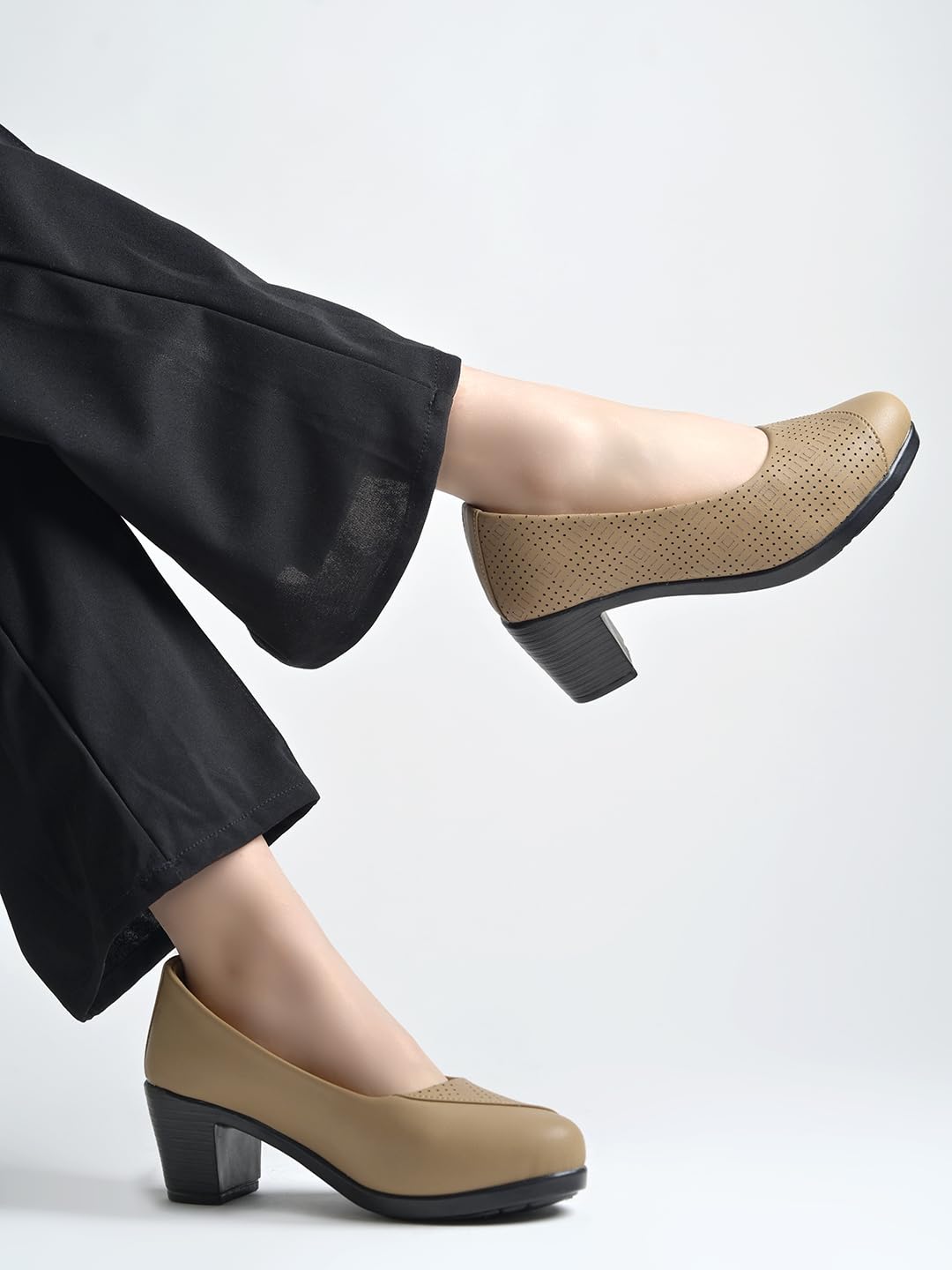Shoetopia Женские классические туфли на блочном каблуке || Стильные офисные туфли-лодочки без застежки || Удобная обувь на каблуке 3