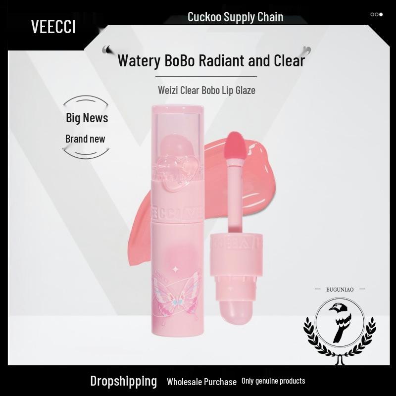 VEECCI Clear Bobo Lip Glaze: Long-lasting, Non-Transfer Double-Ended Lip Gloss.