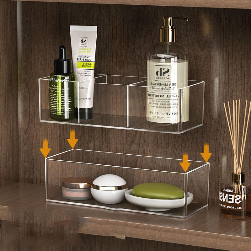 Bathroom Cosmetics Storage Box Makeup Drawer Organizer Modern Minimalist Design Cosmetic Rack Mirror Cabinet Acrylic Storage Box