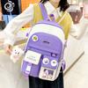 Backpack New Fashion Casual Foreign Style Simple Large Capacity Double Pocket Backpack Korean Version Small Fresh Five-piece Backpack