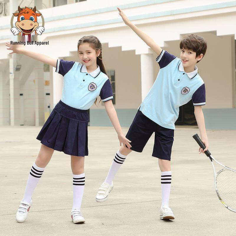 Children's Cotton Short Sleeve School Sports Uniform Set - Summer Edition
