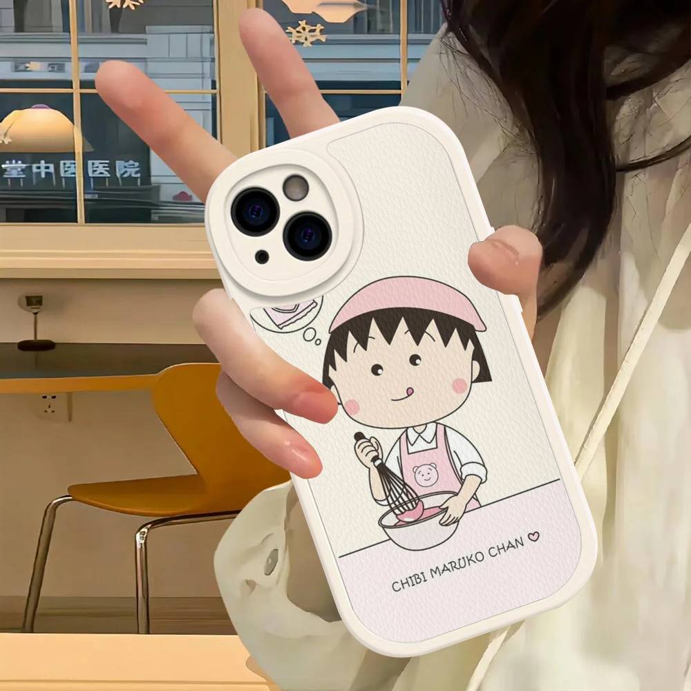 Anime Chibi Maruko Chan Phone Case For IPhone 16 15 14 13 12 11 Pro Max Plus Leather Cover