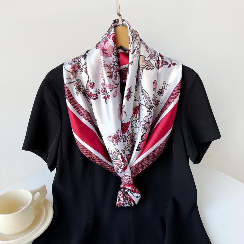 

Шелковый шарф 90 см, женский новый принтованный шарф-накидка, атласный шарф, большой квадратный шарф, шаль, шелковый шарф 90*90cm