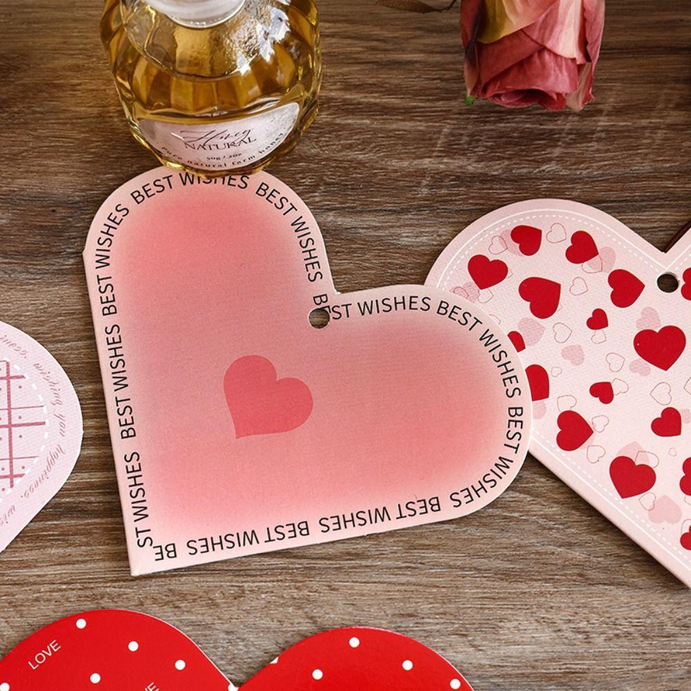 20Pcs Heart-shaped Greeting Cards Handwritten Blank Alien Love Card Foldable Can hang rope Message Cards Valentine's Day