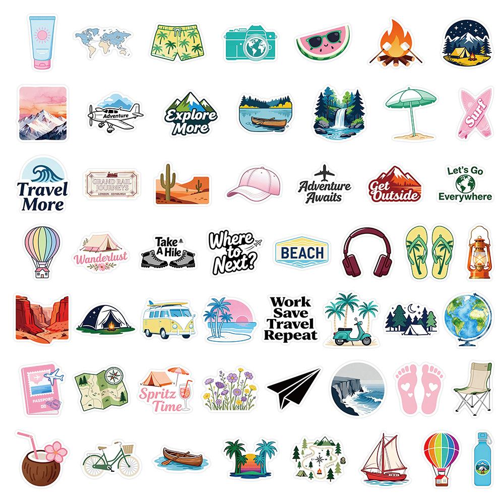10/30/50pcs Aesthetic Outdoor Travel Landscape Stickers Hiking Camping Decals Skateboard Phone Guitar Cartoon Sticker Decoration