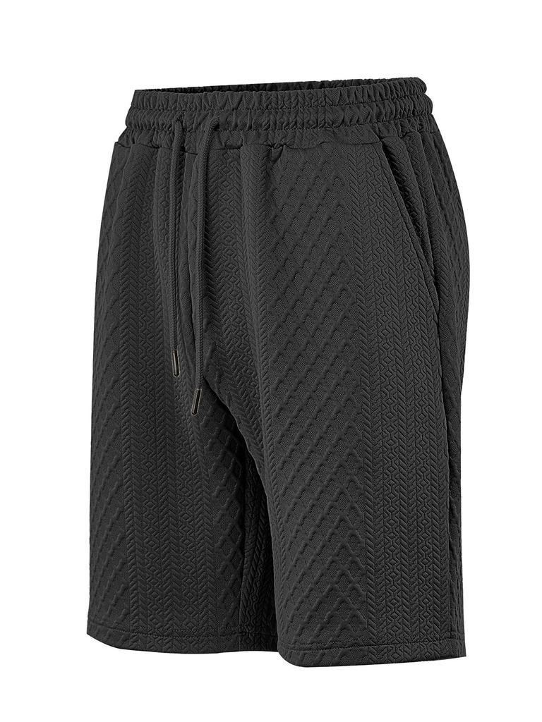 Herren-Shorts in Übergröße für den Sommer, Lässige Passform, Atmungsaktiv, Leicht dehnbar, Tunnelzugbund, Gerades Bein, Jacquard-Stoff
