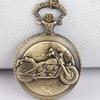 10pcs/lot Brown Popular Men's Round Quartz Cool Vintage Pocket Watch Motorcycle Design Car Birthday Gift