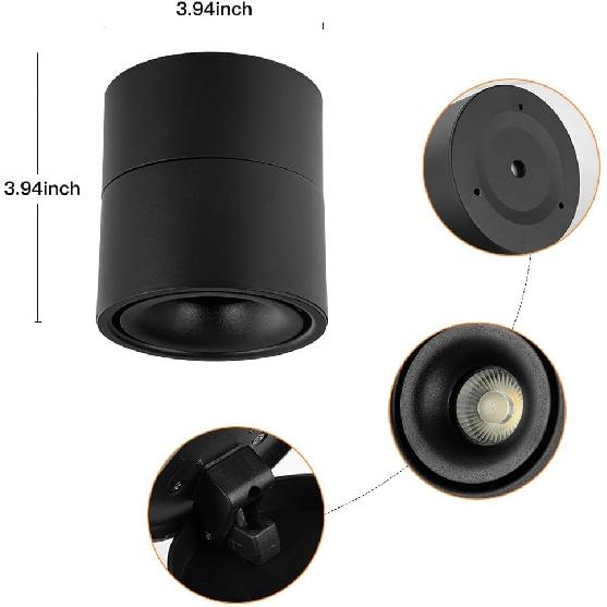 LED Dimmable Ceiling Spotlight 12W 3CCT 3000K/4000K/5000K Adjustable Indoor Directional Spotlight Fixtures for Room Living Hallway Gallery Art