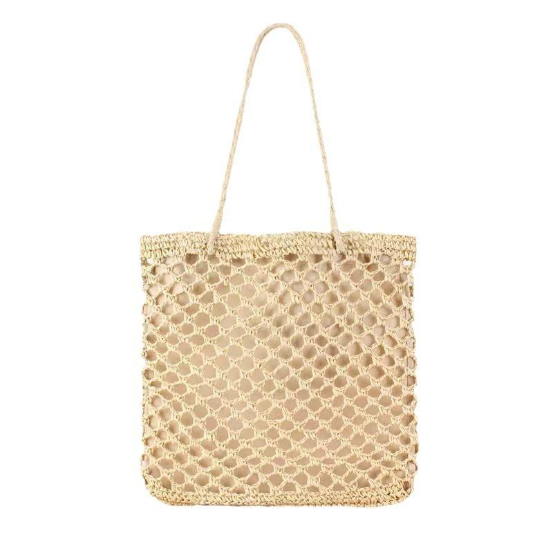 New hollow shoulder straw bag large capacity handwoven bag women's bag versatile beach bag tote bag women's bag