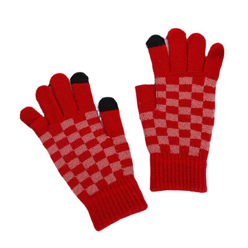 New Touch Screen Women's Winter Inner Cashmere Touch Screen Students Writing, Driving, Playing Mobile Games and Plush Gloves
