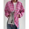 Autumn Plus Plaid Shirt Long Sleeved Lapel Button Loose Casual Shirt Blouses & Shirts