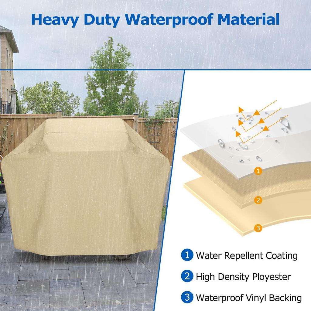Spot Beige 420D Oxford BBQ Rainproof Stove Dust Cover for Patio