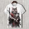 Men's T-shirts Edo Cat Samurai Warrior Japanese Art 3D Print Casual T-Shirts Men/Women Short Sleeve O-Neck Top Kid Clothing