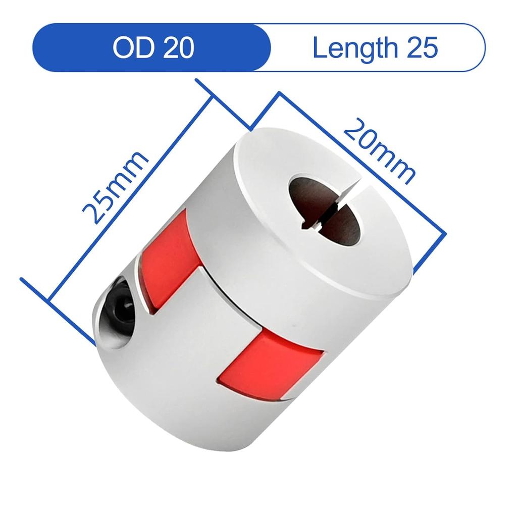 Upgrade D20*L25 Flexible Shaft Coupling 8mm to 8mm Aluminium Plum Connector Flexible Coupler for 3D Printer CNC Machine and Servo Stepped Motor