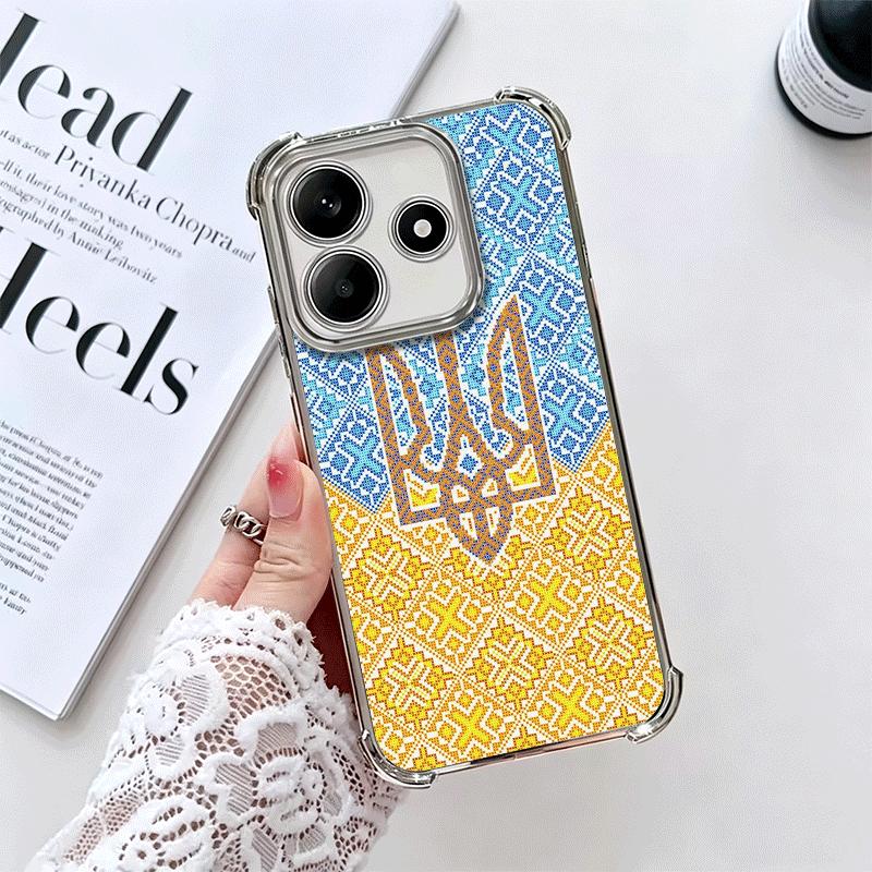 Ukraine Aesthetic Soft Phone Case For Xiaomi Redmi Note 14 15 Pro Plus 13 12 11S 11T 5G 10 9S 9 Plating Anti-Fall Fundas