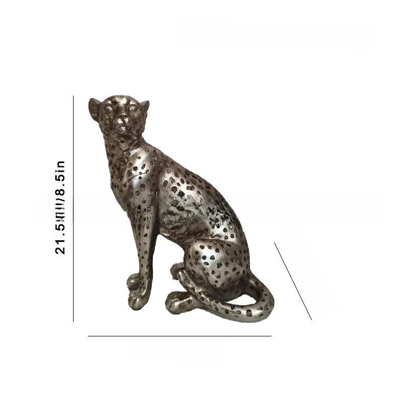 Resin Cheetah Decor Figurine With Antique Finish For Living Room Or Desk