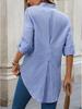 In Stock 2025 V-neck Casual Striped Long-Sleeved Shirt for Spring and Autumn in Europe and America Style