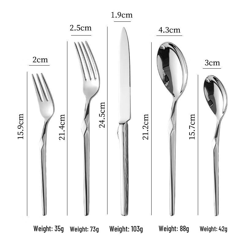 

Abay 304 Stainless Steel Silver Stone Pattern Cutlery Set