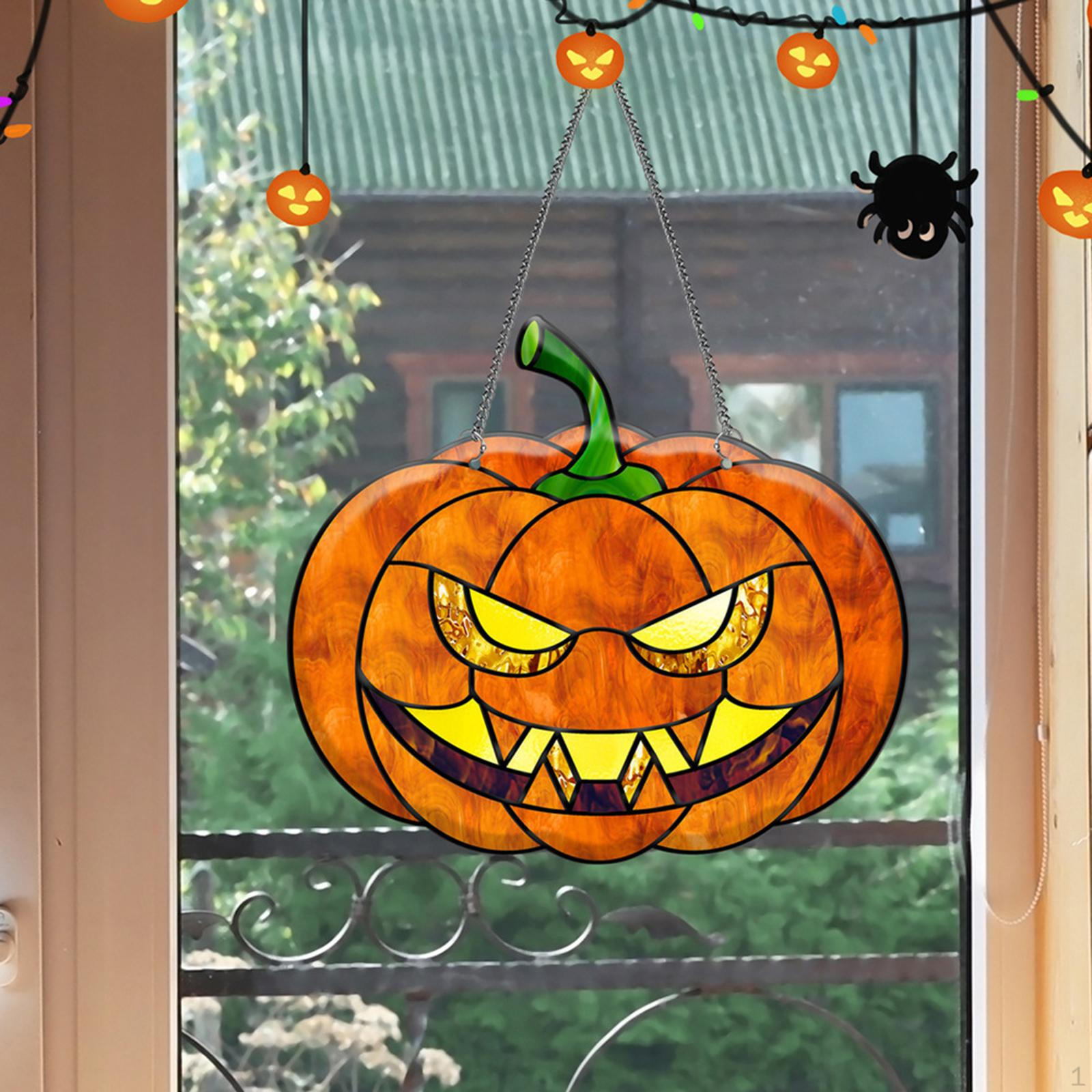 Halloween Hanging Decorations Acrylic Window with Chain Pendant Ornaments Style A