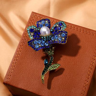 Kreative Übertreibung Antike Strass Rose Brosche Damenmode Blume Fransen Pin Wintermantel Jacke Zubehör