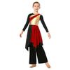 Girls Asymmetrical Hem Worship Dance Dress Elastic Waistband Pants Performance Set