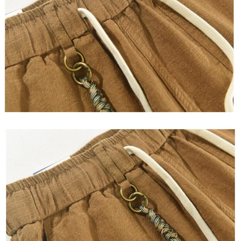 Letní móda Pánské šortky Retro styl Bavlna Len Krátké kalhoty Mládež Ležérní Plážové Volné šortky Stahovací guma v pase Šortky s více kapsami