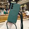 Crossbody Lanyard Liquid Magnetic Case For Iphone 14 13 12 11 X XR XS Max 7 8 SE 2020/Samsung Galaxy S23 S22 Ultra Magsafe Silicone Soft Back Cover