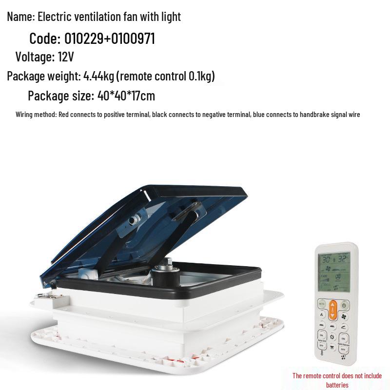 12V/24V RV Skylight Ventilation Fan with Rain Sensor, Insect Protection, Two-Way Airflow & Light for Motorhomes