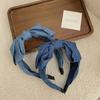Fashion Women's Denim Headband with Center Bow Knot for Adult Daily Casual Hair Hoops Accessory
