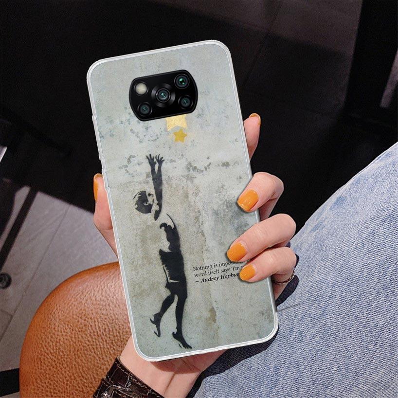 Street Art Banksy Graffiti Phnoe Case for Xiaomi Poco X5 X6 X7 Pro X4 Gt F7 Ultra M8 M7 Redmi 15C 15 13C 13 12C 12 Unique Cover