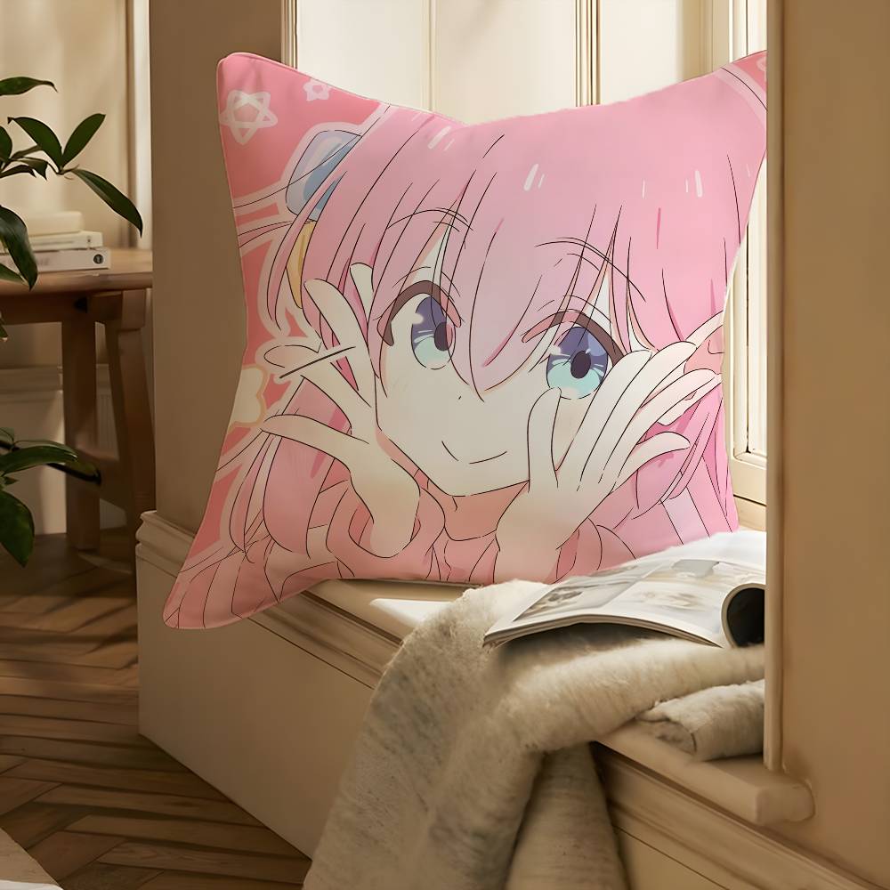 Anime B-Bocchi The Rock-MT Cartoon Pillow Case Printing Pillowcase Living Room Sofa Cushion Cover Bedroom Room Decor