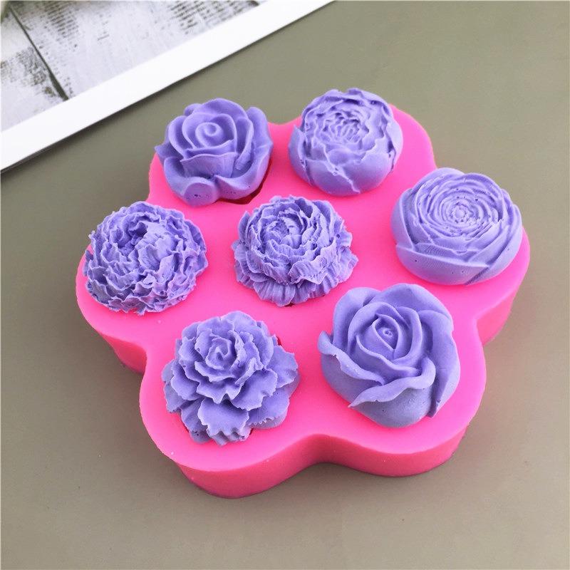 Peony Rose Shape Silicone DIY 3D Cake Mold Fondant Soap Cupcake Candy Chocolate Jelly Baking Molds Flower Decoration Tools